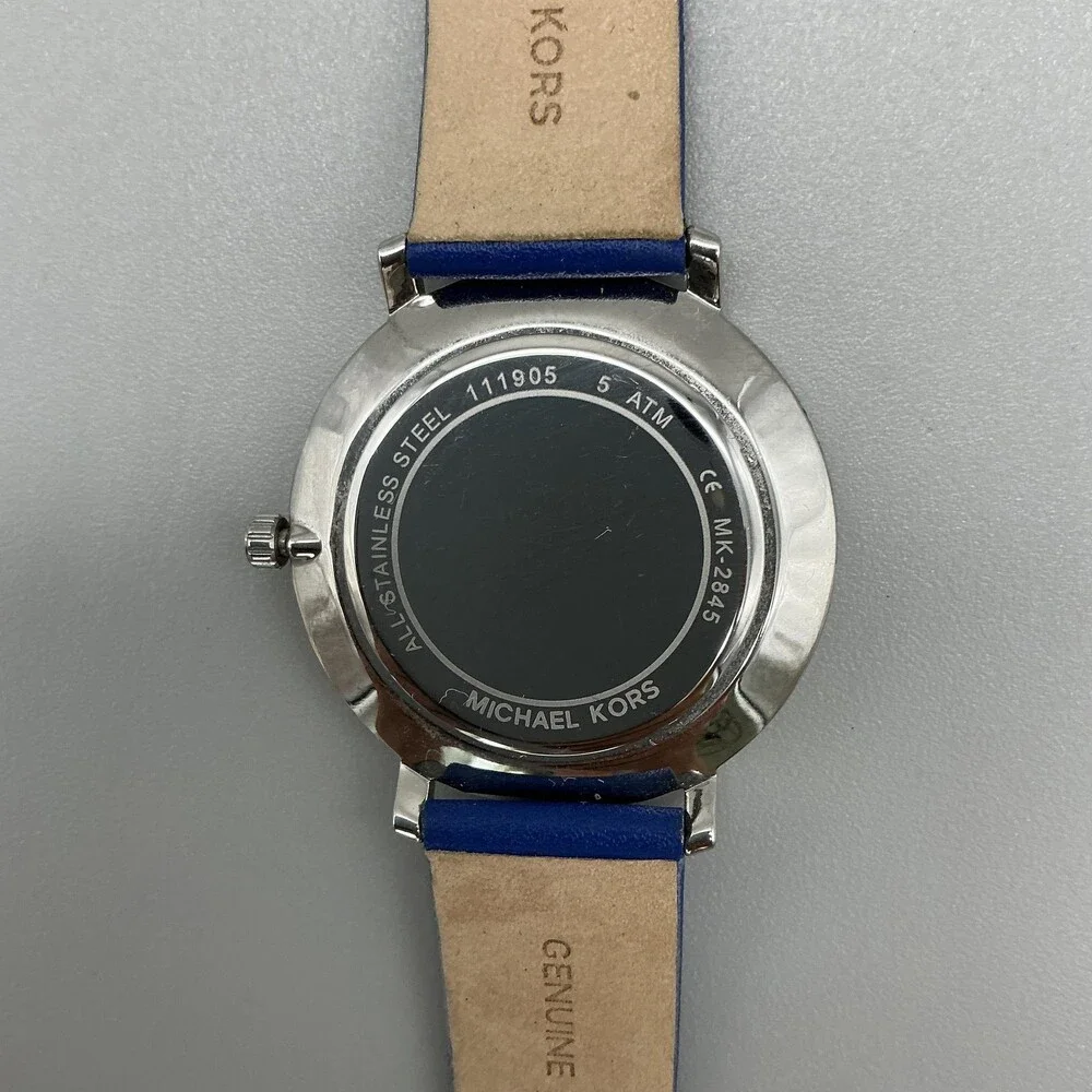 Michael Kors Pyper Womens Watch 38mm Blue Leather MK-2845 New Battery